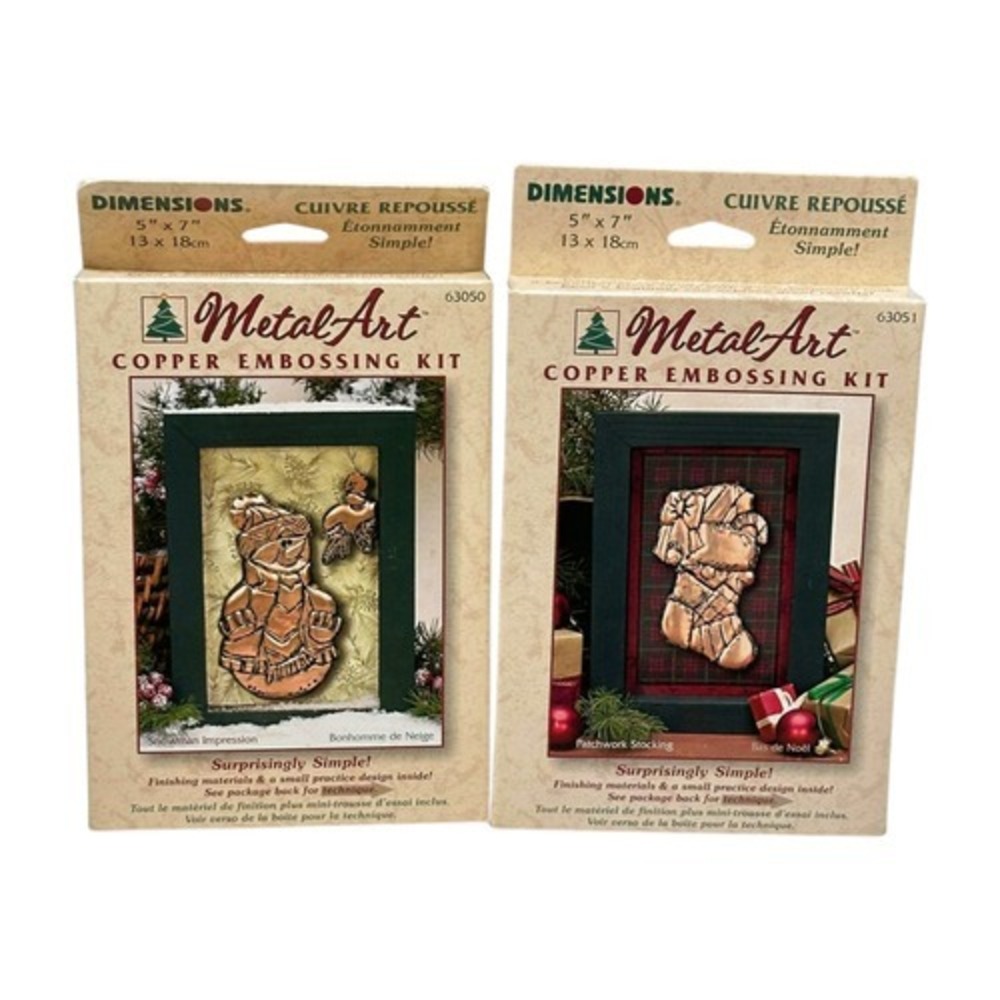 Dimensions‎  Kit Metalart Copper Embossing Lot 2 Snowman & Stocking Christmas